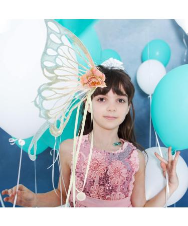 birthday wedding photoshoot fairy hair clip girl hair barrettes wing costume moving hair clips kid hair accessories butterflies wing hair barrette fabric 3d tassel crocodile skin - Buy Online on GoSupps.com