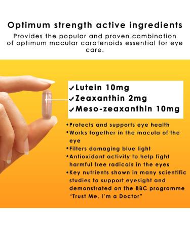 Lutein, Zeaxanthin & Meso-Zeaxanthin Eye Supplement | VISION DEFENDER MAC | Vegan Antioxidant Carotenoids | 90 Capsules | Made in UK - Buy Online on GoSupps.com
