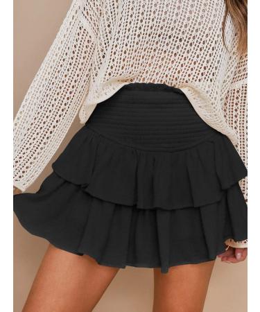 LAEMILIA Women's Floral Print Elastic Waist Flared Mini Skater Skirt - Black - Buy Online on GoSupps.com