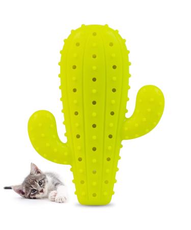 Pet Craft Supply Cactus Interactive Cat Toy Chew Toy Teeth Cleaning Bite Resistant 100% Natural Rubber with Bonus Catnip and Silvervine Bags for Kittens and Adult Cat