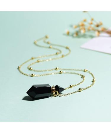 Obsidian Perfume Bottle Necklace | Aromatherapy & Essential Oil Diffuser | Hexagonal Pendant for Women - Buy Online on GoSupps.com