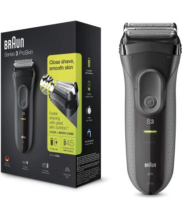 Braun Series 3 ProSkin 3000s Electric Shaver Black - Rechargeable Shaver