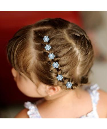 Yission 20Pcs Mini Rhinestone Flower Hair Clips - Blue Hair Pins for Women and Girls | Wedding & Bridal Hair Accessories - Buy Online on GoSupps.com