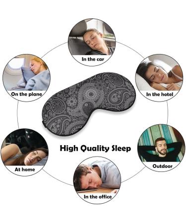 Black and White Paisley Sleep Mask for Women - Adjustable Eye Shades with Elastic Strap for Comfortable Sleep - Buy Online on GoSupps.com