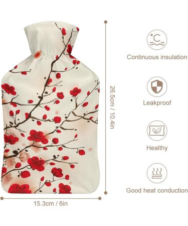 Peach Blossom Hot Water Bottle with Plush Cover | Hand Warmer for Adults & Children - 26.5x15.3cm | International Shipping Available - Buy Online on GoSupps.com