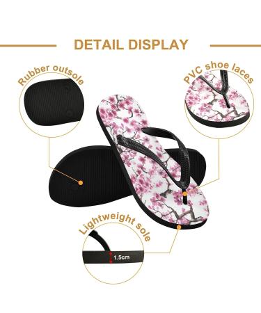Mnsruu Watercolor Flowers Cherry Blossom Flip Flops - XXL for Men & Women | Home Hotel Spa & Travel Comfort - Buy Online on GoSupps.com