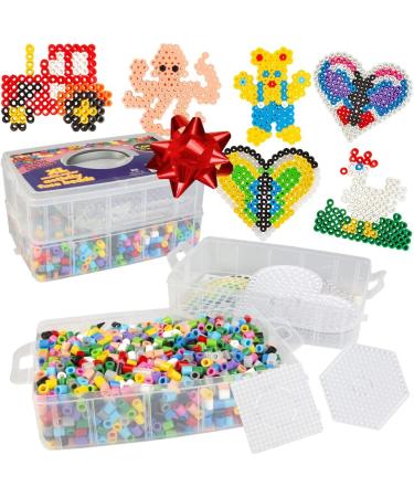 XL Giant Biggie Fuse Bead Kit - 2,000 Pieces - Immediate Shipping - Includes 3 XL Pegboards, 13 Colors, 6 Templates, Ironing Paper, and Storage Case - Perfect for Perler Pixel Art Crafts and Kids Holiday Parties - Buy Online on GoSupps.com
