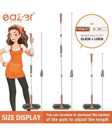 Eazer 2-in-1 Rotatable Squeegee Window Cleaner Kit with Extension Pole | Telescopic Window Washing Equipment for Indoor/Outdoor Cleaning - 4 Gray Pads - Buy Online on GoSupps.com