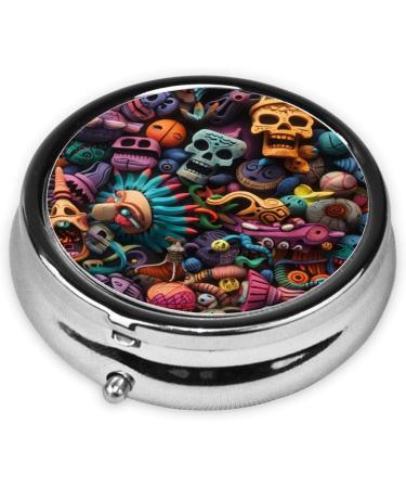 Colorful Mini Portable Metal Pill Box - Round 3-Compartment Design for Travel | Ideal for Small Pills - Black - Buy Online on GoSupps.com