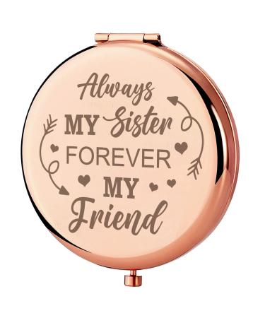Compact Mirror Gifts from Sister  Sister Gifts Compact Mirror for Big/Litter Sister  Birthday Gifts for Sister Friendship  Valentine  Mothers Day  Thanksgiving  Idea Rose Gold-sister-2 rose gold-sister-2