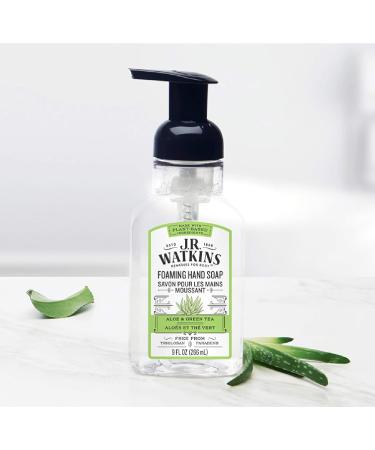 J.R. Watkins Aloe Green Tea Foaming Hand Soap - 9 fl oz (Pack of 3) | Moisturizing, All Natural, Alcohol-Free | Made in USA | Cruelty-Free | Pump Dispenser - Buy Online on GoSupps.com