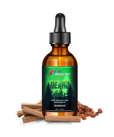 Beard Oil for Men - Sandalwood Scented Conditioner Men's Mustaches Softens/Moisturizes/Strengthens 100% Natural Argan Oil/Jojoba Grape Seed Oil Leave-In 60ml/ 2 Fl.Oz