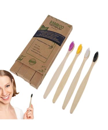 Aizuoni toothbrush made of bamboo coal - toothbrush with soft bristles - travel toothbrush with soft bristles enriched with charcoal for men and adults.