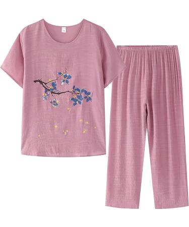 WILLBEST Women's Two Piece Outfit Lounge Sets Linen Short Sleeve Top with Lounge Pants Y2K Tracksuit Sets 3744-eaooh-e-pink 3XL - Buy Online on GoSupps.com