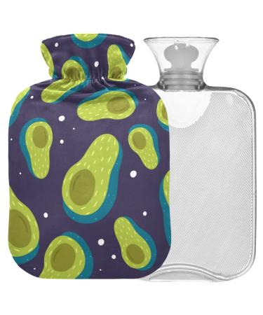 NAANLE GALAXY AVOCADO hot bottle with cover Transparent hot water bottle 1L heat bottle for bed handfeers Warmer pain relief heat and cold therapy