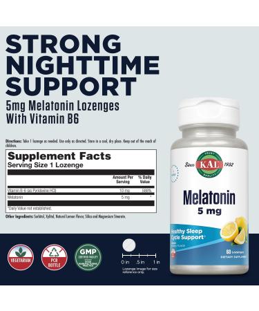 Melatonin 5mg Kal 60 Lozenge Lemon flavor Lemon 60 Count (Pack of 1) - Buy Online on GoSupps.com