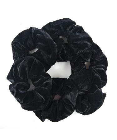 6 Pack Black Big Hair Scrunchies Velvet Scrunchy Hair Elastic Large Hair Bobble Soft Hair Ties No Crease Hair Bands for Women Girl Not Hurt Hair Oversized Scrunchies Great Christmas Gift 6 Black Color