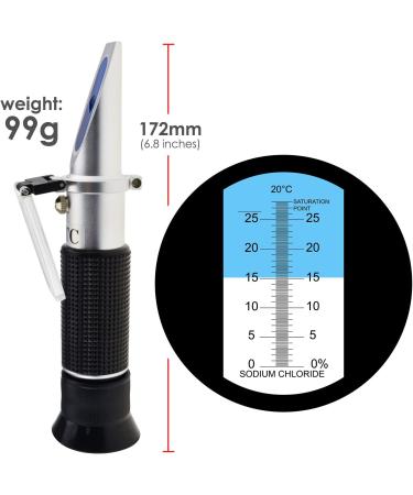 0-28% Salinity Refractometer ATC  Sodium Chloride (NaCl) Salt Level Meter Tester  Test Kit for Sea Water Brine Seawater Food Industry Pickle Soy Sauce  0.2% Accuracy - Buy Online on GoSupps.com