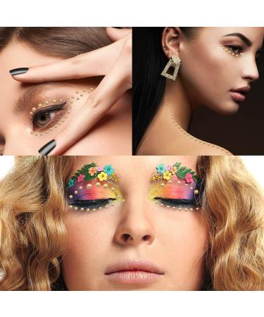 Face Pearl Gems Nail Rhinestone Stickers 2800 PCS - 4 Sheets - Gold | 3D Self Adhesive Temporary Tattoo Dots for Women - Festival Bling Crystal Jewels for Eyes, Hair, Body - Buy Online on GoSupps.com