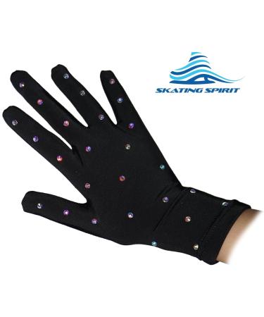 Skating Spirit Thermo Ice Skating Competition Gloves with Rhinestones - Perfect for Performance & Show Dance - Black (1 Pair) - Buy Online on GoSupps.com