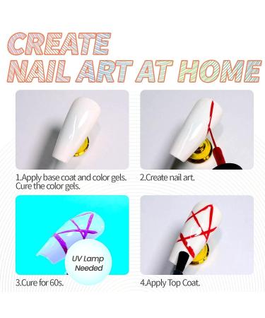 Kredioo Gel Polish Nail Liner Set - 12 Soak Off Colors for Artistic Nail Designs | Thin Brush for Salon Quality Painted Lines - Golden, Silver, Neon | Gift Package Included - Buy Online on GoSupps.com