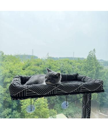 Cat Hammock Window Seat - Lower Support Safety Iron Perch for Indoor Cats - Enjoy 360 Sunbathing - Black Diamond Design - Buy Online on GoSupps.com