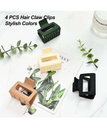 MuForu 4 Pack Small Non Slip Matte Rectangle Hair Clips for Women - Cute Square Jaw Clips Hair Styling Accessories - Multicolor - 2 Inch - Buy Online on GoSupps.com