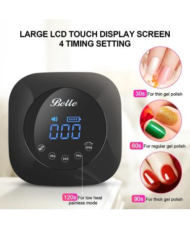 54W Belle Cordless UV LED Nail Lamp: Touch Control, Sensor Timer, Rechargeable Gel Nail Dryer for Salon & Home - Black - Buy Online on GoSupps.com