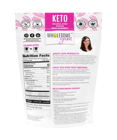 Wholesome Yum Besti 1:1 Natural Sugar Replacement - Keto Monk Fruit Sweetener with Allulose (16 oz / 1 lb) - Non-GMO Zero Carb, Zero Calorie Sugar Substitute - Buy Online on GoSupps.com