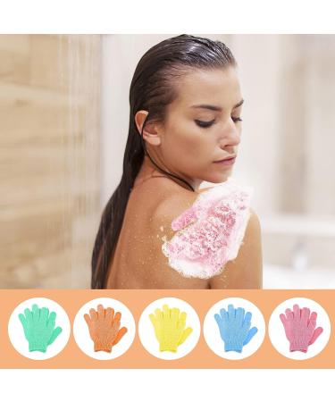 Sibba Exfoliating Gloves - 5 Pairs Natural Loofah Shower Scrub Gloves for Body & Face - Dead Skin Remover Bath Gloves for Women & Men - Buy Online on GoSupps.com