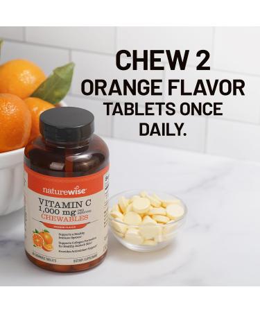 NatureWise Extra Strength Vitamin C Chewable 1000mg for Adults - Natural Orange Flavor - Immune System & Antioxidant Support - Non-GMO Vegan & Sugar Free - 90 Chewable Tablets 45-Day Supply Orange 90 Count (Pack of 1) - Buy Online on GoSupps.com