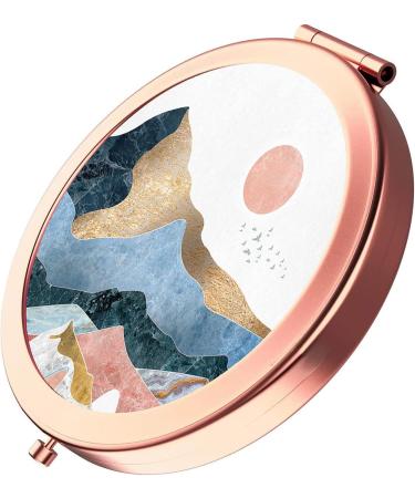 PEPYJAN Magnifying Compact Cosmetic Mirror - 2.75 Inch Round Pocket Makeup Mirror for Travel - Mountains Design - Buy Online on GoSupps.com