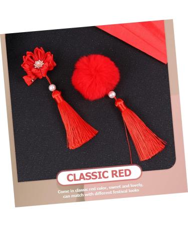 Beaupretty 6 Pairs Tassel Hair Ball Hair Clip Girl Hair Accessories Clips for Hair Chinese Tassel Hairpin Hair Styling Accessories Red Princess Child Issue Card Artificial Fur - Buy Online on GoSupps.com
