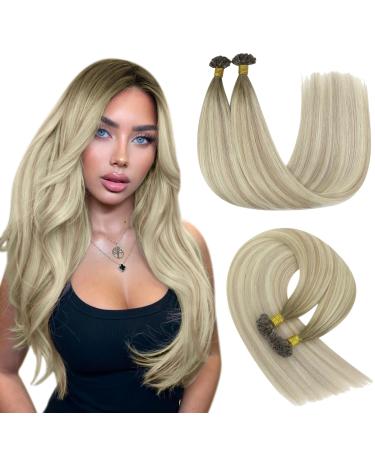 Youngsee Extensions Real Hair Bonings Ombre Bonding Extensions Real Hair 1g 40cm Remy Hair Extensions Bonding Dark Ashblond Ombre Platinblond Ceratin U Tiping Hot Fusion 50g #18/60a/60 Cm-U Tip 1-2- #18/60a/60