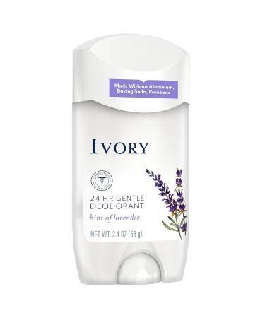 Ivory Aluminum Free Deodorant Hint of Lavender 24hr Gentle Deodorant Dermatologist Tested Baking Soda Free Paraben Free 2.4oz (Pack of 6) Hint of Lavender 2.4 Ounce (Pack of 6) - Buy Online on GoSupps.com