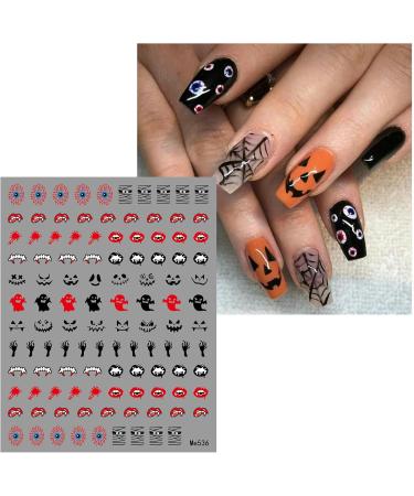 Halloween Nail Stickers 12 Sheets Self-Adhesive Nail Decal Pumpkin Ghosts Star Nail Art Decoration Design Supplies - Buy Online on GoSupps.com