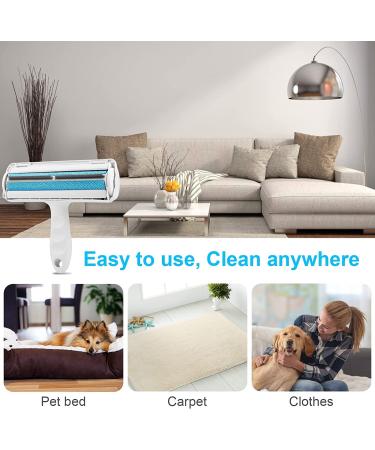 Pet Hair Remover Roller - Reusable Dog & Cat Fur Brush - Self Clean - Eco-Friendly & Efficient - Animal Fur Removal Tool for Laundry, Sofa, Carpet & More - Blue - Buy Online on GoSupps.com
