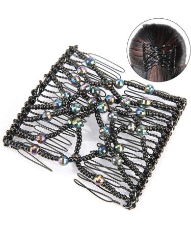 BORDSTRACT Magic Hair Comb Elastic Beaded Double Comb Hair Clip for Long Lasting Updo Popular Hairstyles (Black) Random - Buy Online on GoSupps.com
