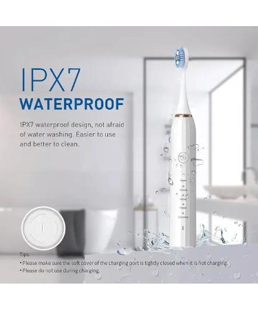 M1 Sonic Electric Toothbrush - 8 Brush Heads 60-Day Battery Life Fast Charging 5 Modes & Smart Timer - Ideal for Adults (White) - International Shipping - Buy Online on GoSupps.com