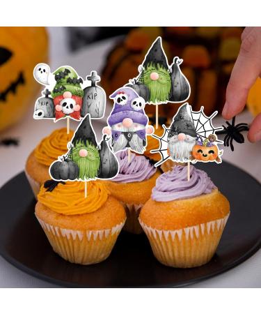 Halloween Gnomes Cupcake Toppers Halloween Birthday Cake Picks Cupcake Decorations for Halloween Baby Shower Halloween Party Decorations supplies 24Pcs - Buy Online on GoSupps.com