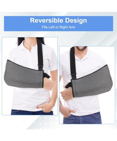 Universal Arm Sling Shoulder Immobilizer - Adjustable Support Strap for Broken Wrist/Elbow/Dislocated Shoulder - XL Grey - Buy Online on GoSupps.com