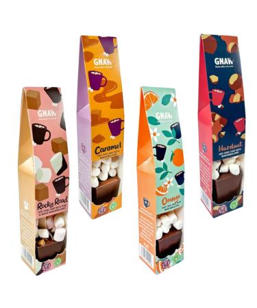 Gnaw Hot Choc Shot MarshMallows Pick N Mix - Choose From 3+ Flavours | Rocky Road Caramel Orange Hazelnut Praline - Pack of 4 x 45g 45 g (Pack of 4)