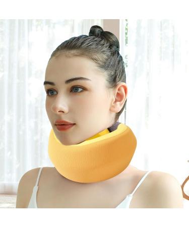 Fovolat Neck Brace - Neck Brace & Elastic Supports | Soft Foam Wraps Keep Vertebrae Stable Soft Neck Support Relieves Pressure in Spine Neck Support Brace for Travel Yellow - Buy Online on GoSupps.com