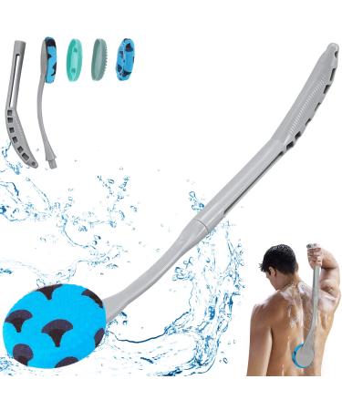 Back Brush Long Handle for Shower  20.5  Back Bath Brush for Shower  Back Scrubber  Exfoliation and Improved Skin Health for Elderly with Limited Arm Movement  Disabled  Pregnant Women 20.5  Grey