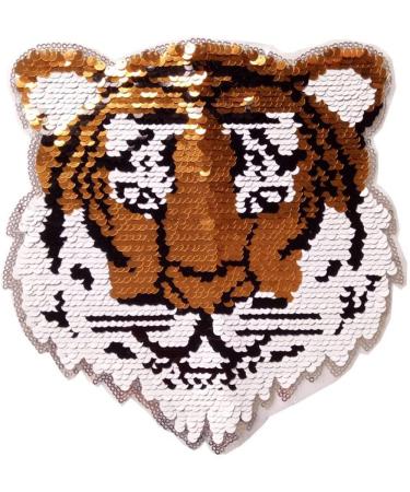 Sewing Reversible Color Changing Tiger Sequins Patch Sew On Embroidered Beaded Spangles Appliques Patches for Men DIY Clothes Clothing T-Shirt Jeans Jacket Design