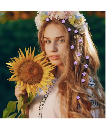 AndiBro Mini Lilies Hair Clip Set - 20 Cute Purple Decorative Short Hairpins for Women & Girls | Fashionable Metal Hair Jewelry & Gifts - Buy Online on GoSupps.com