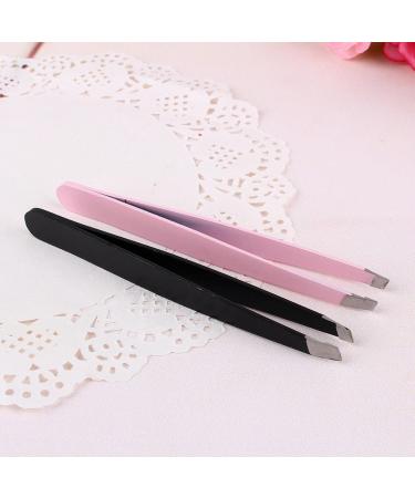 Tweezers For Women Eyebrow Tweezers 1 Pc Black/Pink Eyebrow Tweezer Hair Beauty Slanted Puller Stainless Steel Clips Makeup Tool - Buy Online on GoSupps.com