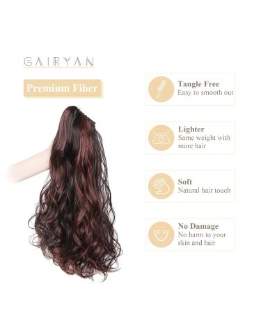 Shop Gairyan 50cm Long Curly Claw Clip Ponytail Extensions - Dark Brown & Dark Chestnut Synthetic Hair for Women - Buy Online on GoSupps.com