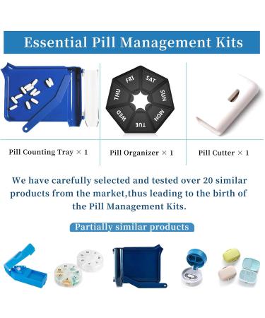Left Handed Pill Counter Tray Kits - 3 Pack with Organizer & Cutter | Blue Pill Counting Set for Easy Medication Management - Buy Online on GoSupps.com