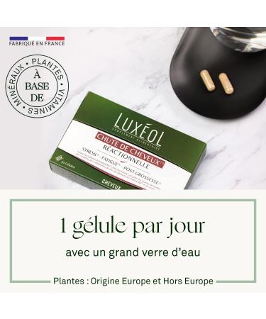 LUX OL - Reactive Hair Loss - Helps Prevent Passing Hair Loss - Stress Fatigue Post-Pregnancy - Zinc Vitamin B6 B8 - Made in France - 1 Month Program - 30 Capsules - Buy Online on GoSupps.com